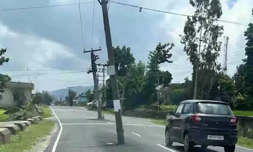 Himachal: बिजली के खंभों ने सड़क को मौत के जाल में बदल दिया Himachal: बिजली के खंभों ने सड़क को मौत के जाल में बदल दिया