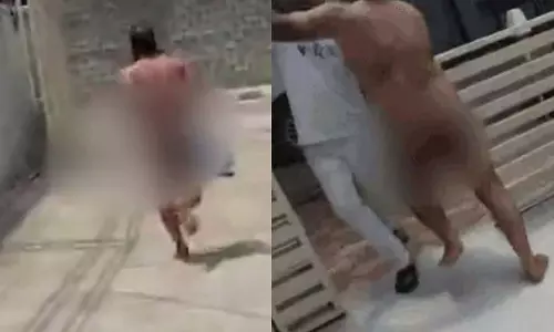 Hapur: विवाहिता के परिवार ने रंगे हाथ पकड़ा, इस हालत में  भागा शख्स