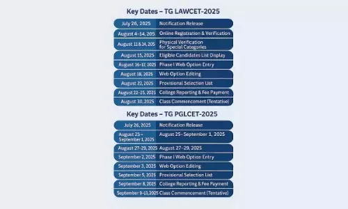 टीजी LAWCET और टीजी PGLCET 2025 के लिए प्रवेश कार्यक्रम जारी