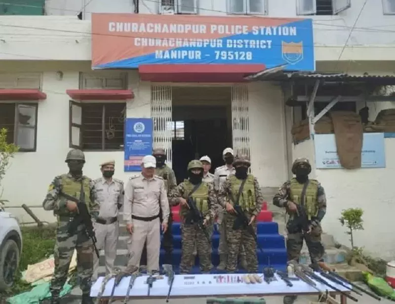 Manipur पुलिस ने चुराचांदपुर में हथियार और विस्फोटक जब्त किए, दो गिरफ्तार Manipur पुलिस ने चुराचांदपुर में हथियार और विस्फोटक जब्त किए, दो गिरफ्तार