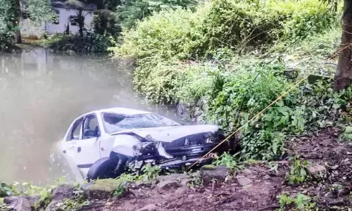 कार उथले तालाब में गिरी; मन्नमकरचिरा अभी भी सदमे में