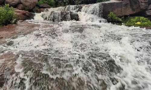 Shahpur : भारी बारिश से झागदार झरना बना Shahpur : भारी बारिश से झागदार झरना बना