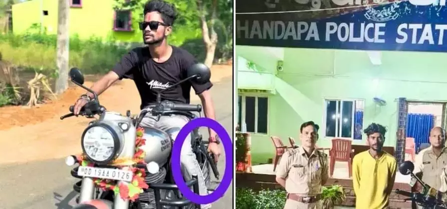 अंगुल में बाइक पर खिलौना बंदूक लहराने वाला युवक हिरासत में अंगुल में बाइक पर खिलौना बंदूक लहराने वाला युवक हिरासत में
