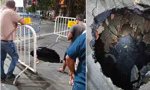 राजमार्ग पर बड़े-बड़े गड्ढे, एलन पार्क रोड पर भूस्खलन