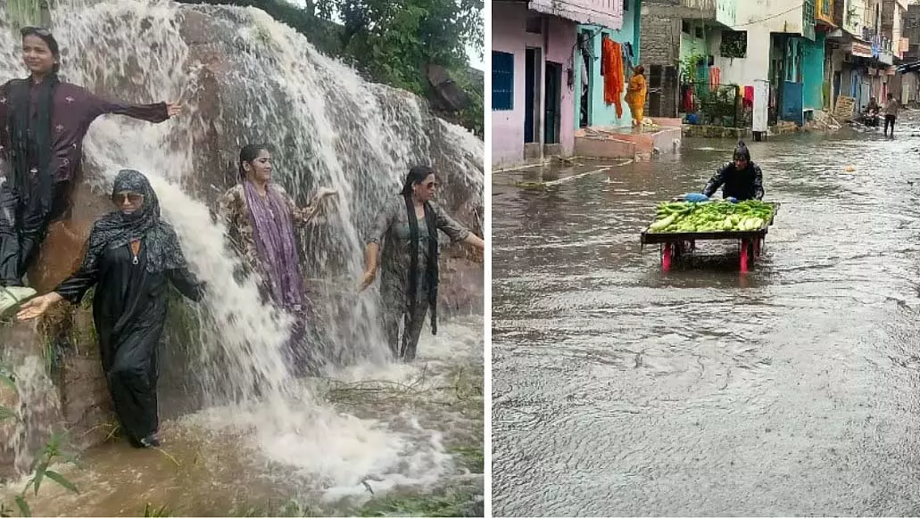 बारिश में नाचने से लेकर पानी में फंसने तक, भोपालियों ने भारी बारिश में भीगते हुए बारिश में नाचने से लेकर पानी में फंसने तक, भोपालियों ने भारी बारिश में भीगते हुए