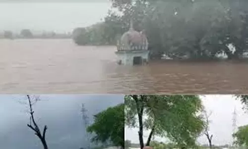 Damoh: भारी बारिश से ब्यारमा नदी में उफान