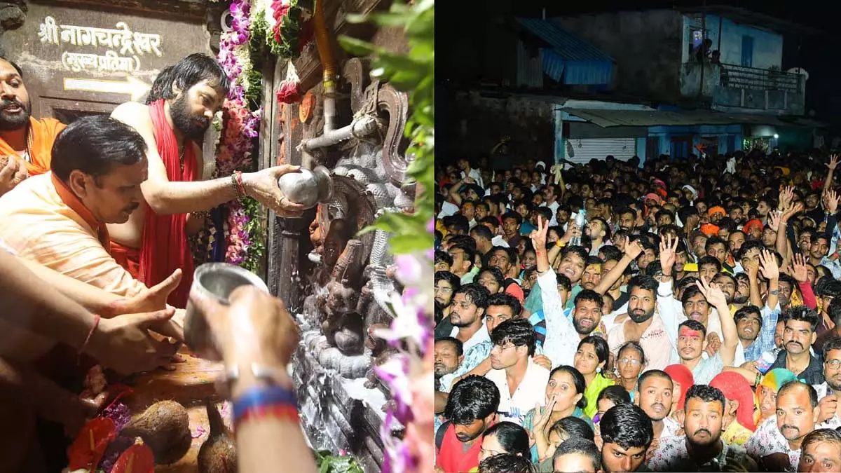 MP के उज्जैन में नाग पंचमी का उत्सव; मंदिर के द्वार साल में केवल एक बार खुलते हैं MP के उज्जैन में नाग पंचमी का उत्सव; मंदिर के द्वार साल में केवल एक बार खुलते हैं