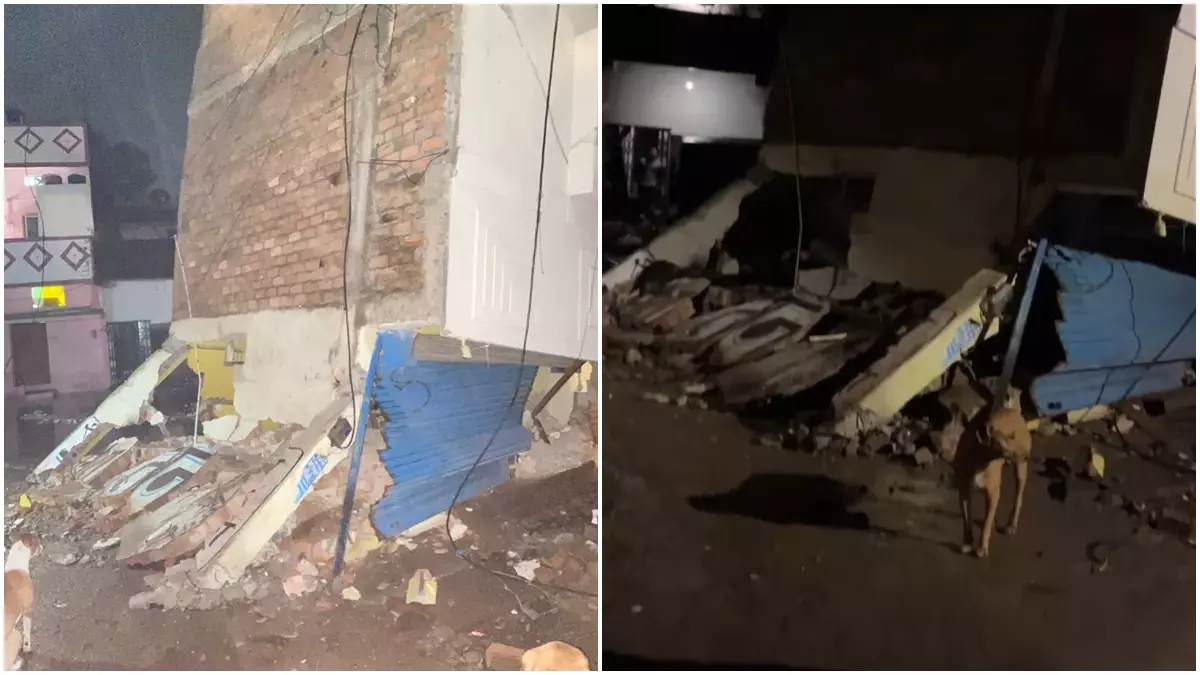 Rajgarh: तीन मंजिला मकान का हिस्सा धंसा, सभी सुरक्षित Rajgarh: तीन मंजिला मकान का हिस्सा धंसा, सभी सुरक्षित