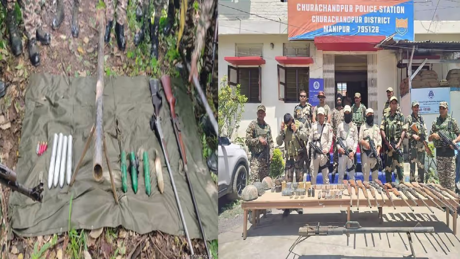 समन्वित सुरक्षा छापों में मणिपुर में भारी मात्रा में हथियार और गोला-बारूद बरामद