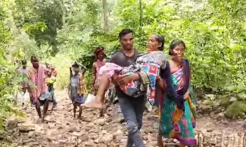 खाट पर ले जाई जा रही गर्भवती महिला ने रास्ते में ही बच्चे को जन्म दिया