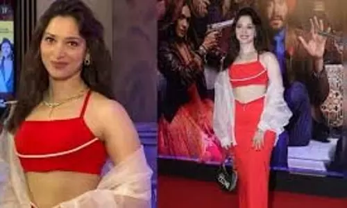लाल को-ऑर्ड सेट में तमन्ना भाटिया का स्टाइलिश एथलीज़र एक्सपेरिमेंट
