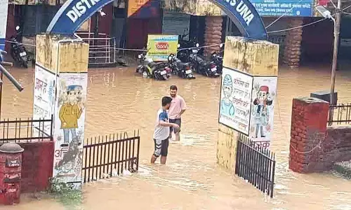 Una में 18 घंटे में 258 मिमी बारिश से जनजीवन अस्त-व्यस्त