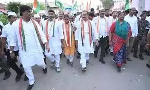 Khanapur में कांग्रेस कार्यकर्ताओं ने जनहित पदयात्रा में हिस्सा लिया
