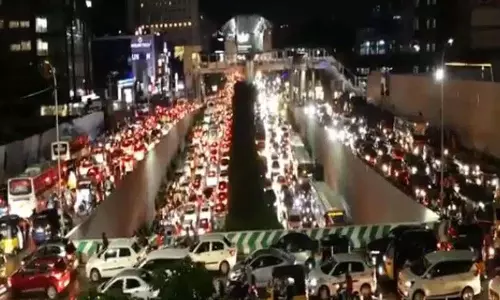 भारी बारिश.. हैदराबाद में भारी ट्रैफिक जाम भारी बारिश.. हैदराबाद में भारी ट्रैफिक जाम