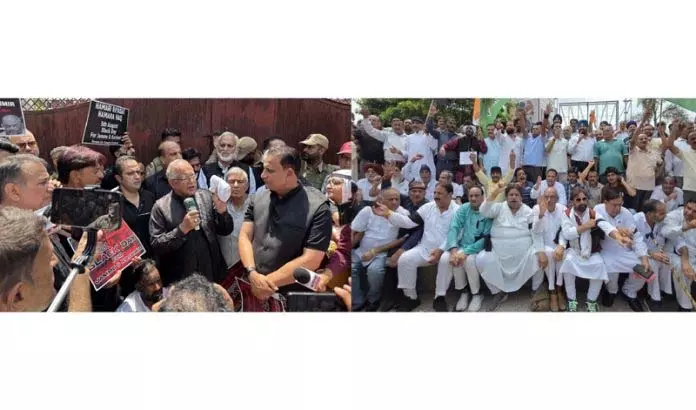 कांग्रेस ने काला दिवस मनाया, Jammu-श्रीनगर और अन्य जिलों में विरोध प्रदर्शन किया कांग्रेस ने काला दिवस मनाया, Jammu-श्रीनगर और अन्य जिलों में विरोध प्रदर्शन किया