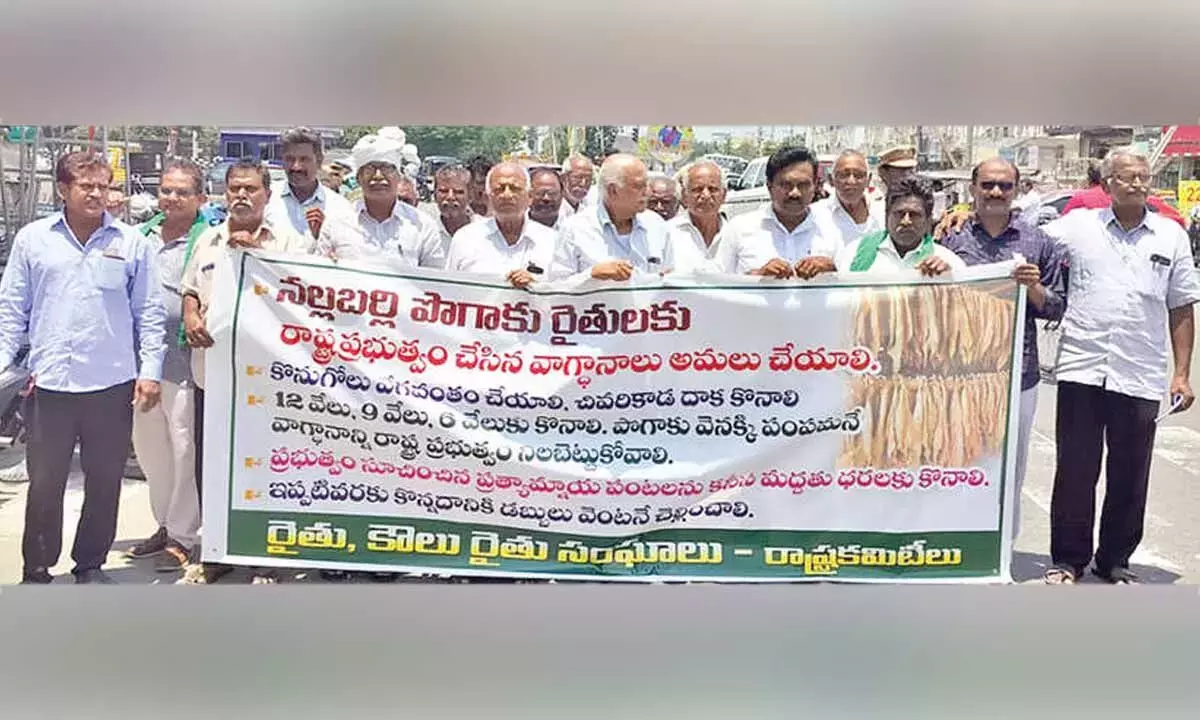 Andhra: तंबाकू किसानों ने किया विरोध प्रदर्शन