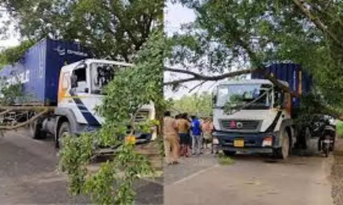 गूगल मैप्स ने पेरुम्बवूर में कंटेनर ट्रक को गुमराह किया, दीवार को नुकसान पहुंचाया