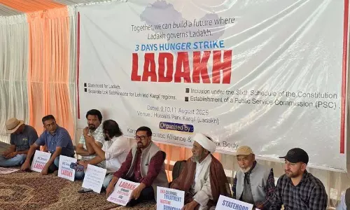 Ladakh को राज्य का दर्जा और छठी अनुसूची के विस्तार की मांग को लेकर तीन दिवसीय भूख हड़ताल शुरू