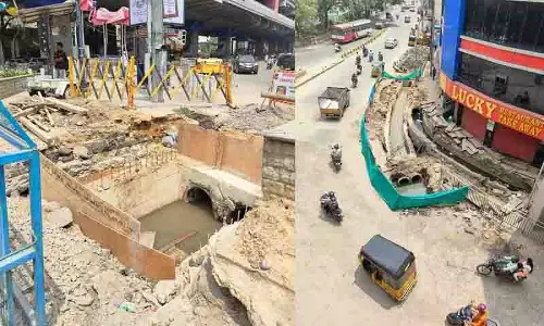 Lakdikapul में तूफानी जल निकासी कार्य में देरी के कारण यातायात की स्थिति बिगड़ी