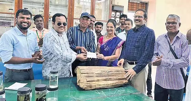 Andhra: जुरासिक युग की जीवाश्म लकड़ी एयू संग्रहालय को दान की Andhra: जुरासिक युग की जीवाश्म लकड़ी एयू संग्रहालय को दान की