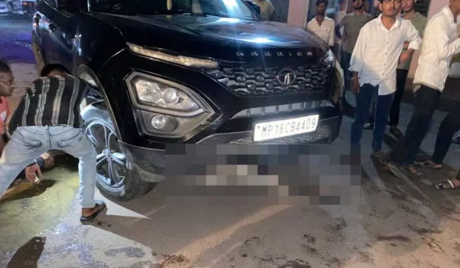 MP : छतरपुर में तेज रफ्तार कार ने आवारा गाय को कुचला MP : छतरपुर में तेज रफ्तार कार ने आवारा गाय को कुचला