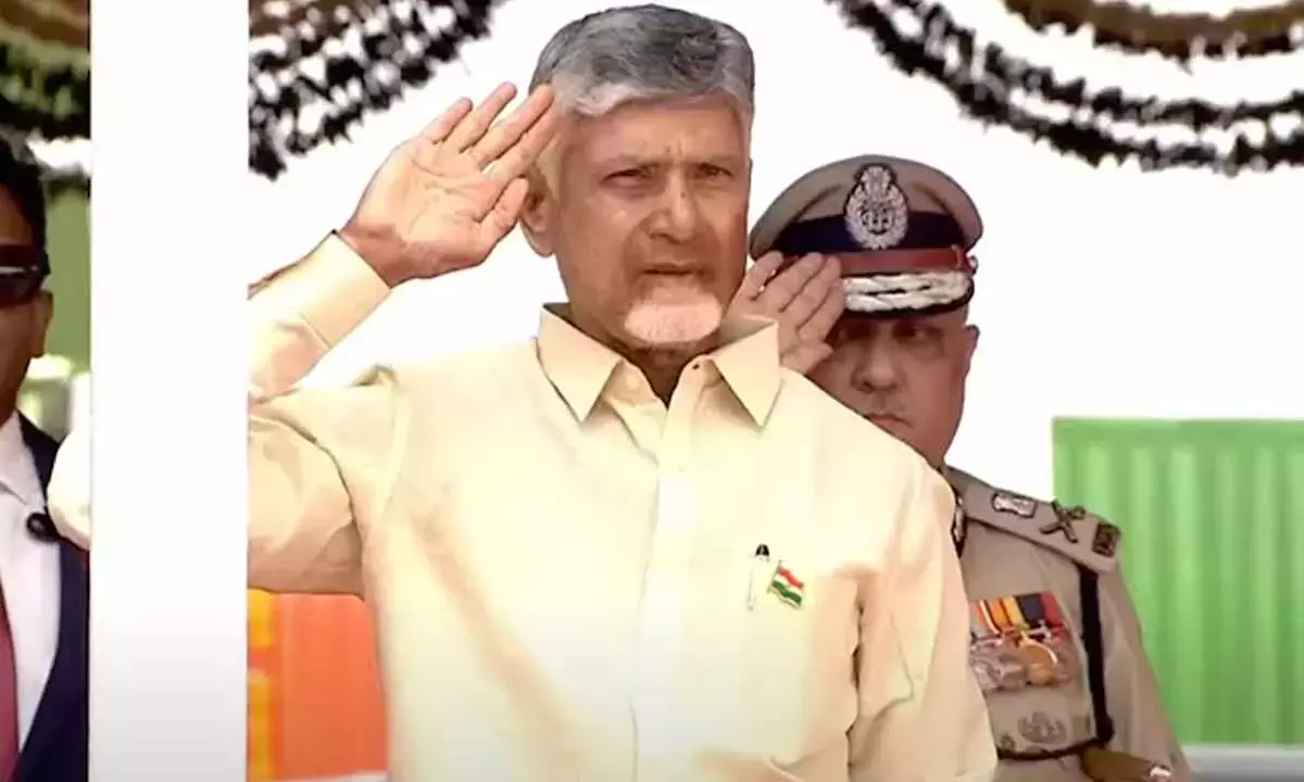 Andhra: चंद्रबाबू ने 79वें स्वतंत्रता दिवस पर विजयवाड़ा में राष्ट्रीय ध्वज फहराया Andhra: चंद्रबाबू ने 79वें स्वतंत्रता दिवस पर विजयवाड़ा में राष्ट्रीय ध्वज फहराया
