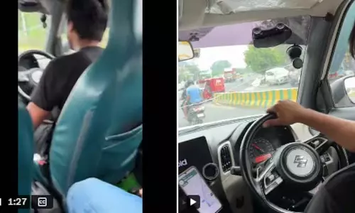 Noida में कैब , पुलिस से बचने के लिए ड्राइवर ने तेज गति से गाड़ी चलाई