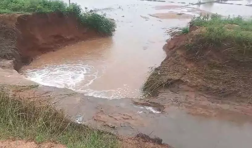 Pulkal मंडल में सिंगूर नहर में फिर से दरार Pulkal मंडल में सिंगूर नहर में फिर से दरार