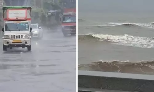 Mumbai: हाजी अली दरगाह में भारी बारिश के बीच ऊंची लहरें उठीं