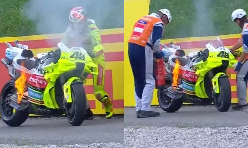 Austrian GP: फैबियो डि जियानानटोनियो की बाइक में आग लगी