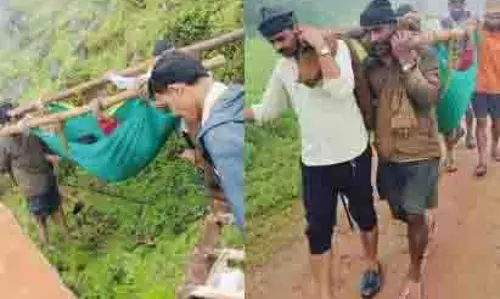 घायल बुजुर्ग को बैग में उठाकर 3 किमी तक पैदल चलना पड़ा