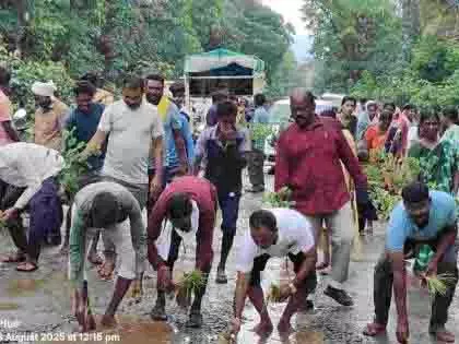 सड़क पर गड्ढे नहीं, अब खेती! नागरिकों ने किया विरोध प्रदर्शन सड़क पर गड्ढे नहीं, अब खेती! नागरिकों ने किया विरोध प्रदर्शन