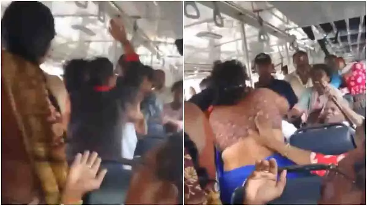 Andhra Pradesh: आरटीसी बस में सीट को लेकर महिला यात्रियों के बीच झगड़ा Andhra Pradesh: आरटीसी बस में सीट को लेकर महिला यात्रियों के बीच झगड़ा