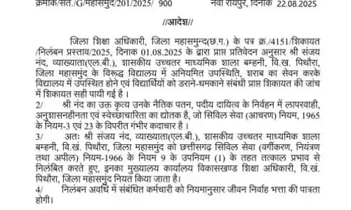 स्टूडेंट्स को धमकाया, शराबी टीचर सस्पेंड