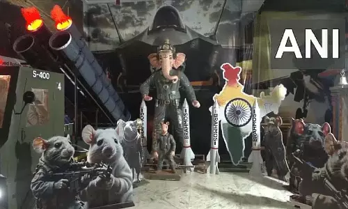 Operation Sindhur की थीम पर गणेश प्रतिमा.. हैदराबाद के उप्पुगुडा में मंडपम की स्थापना