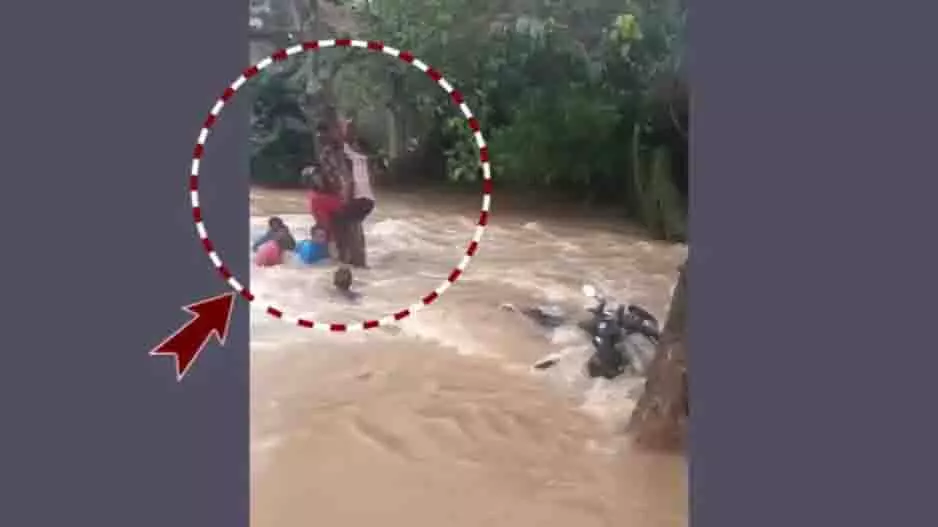 Balasore: तीन लोग पेड़ से चिपककर बाढ़ में फंसे Balasore: तीन लोग पेड़ से चिपककर बाढ़ में फंसे