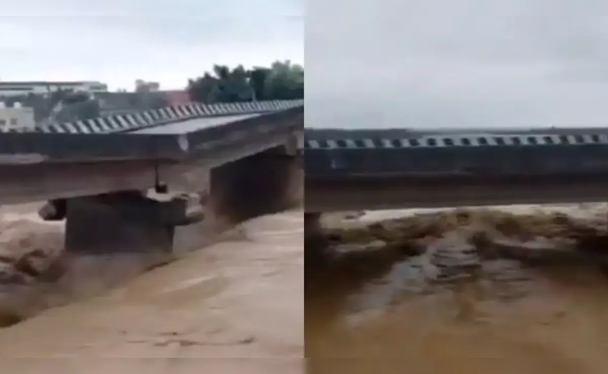 Jammu: कठुआ में सहार खड्ड पुल को भारी बारिश ने किया प्रभावित Jammu: कठुआ में सहार खड्ड पुल को भारी बारिश ने किया प्रभावित