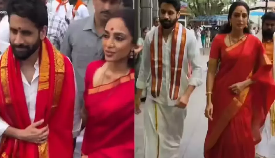शोभिता का देसी अंदाज वायरल, Tirupati में पति संग पूजा करते आईं नजर