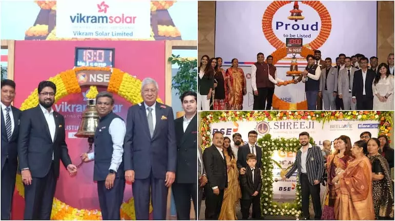 Vikram Solar को लिस्टिंग के बाद 6% का लाभ, तीन अन्य में 6% तक की गिरावट Vikram Solar को लिस्टिंग के बाद 6% का लाभ, तीन अन्य में 6% तक की गिरावट