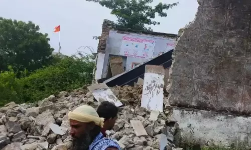 Bhilwara: जनता कॉलोनी स्कूल का कक्ष जर्जर होकर ढहा