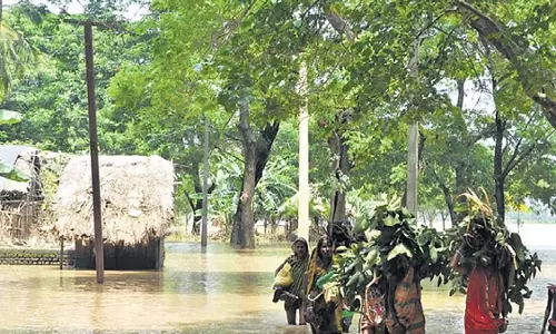 Jajpur में तटबंध टूटने के बाद बाढ़ Jajpur में तटबंध टूटने के बाद बाढ़