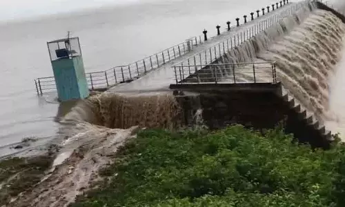 भारी जलप्रवाह के बाद Pocharam जलाशय का बांध कटाव करने लगा भारी जलप्रवाह के बाद Pocharam जलाशय का बांध कटाव करने लगा