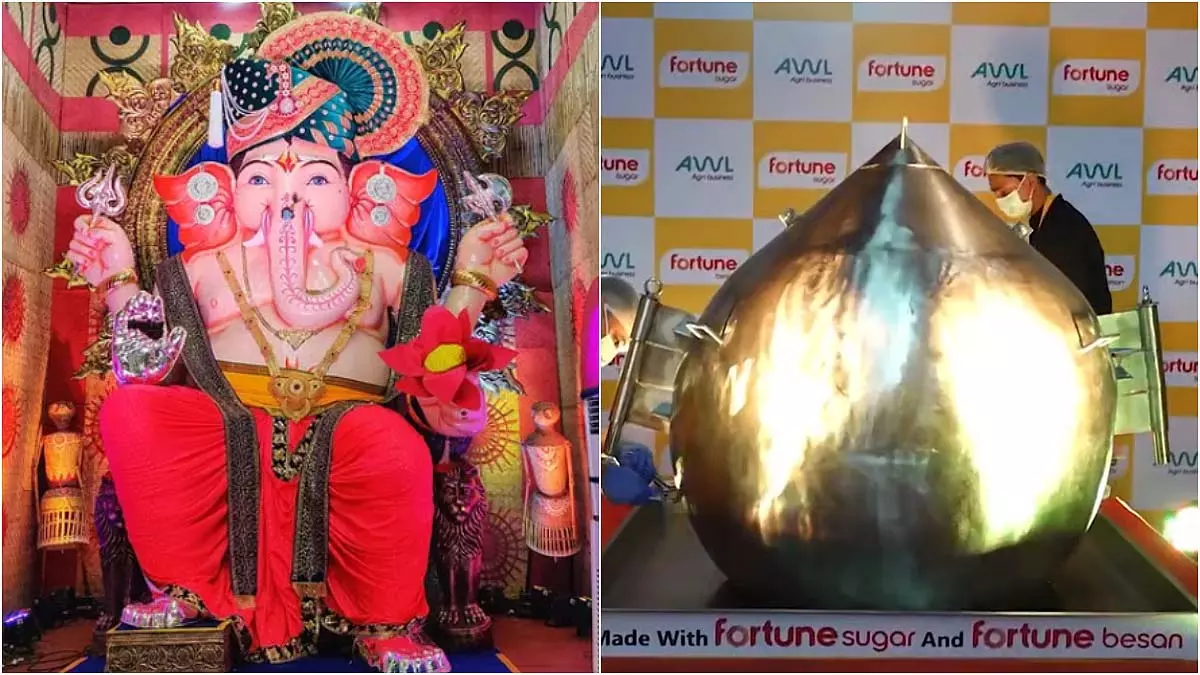 Mumbai Ganeshotsav 2025: गिरगांवचा राजा को चढ़ाया गया 800 किलो का विशाल मोदक Mumbai Ganeshotsav 2025: गिरगांवचा राजा को चढ़ाया गया 800 किलो का विशाल मोदक