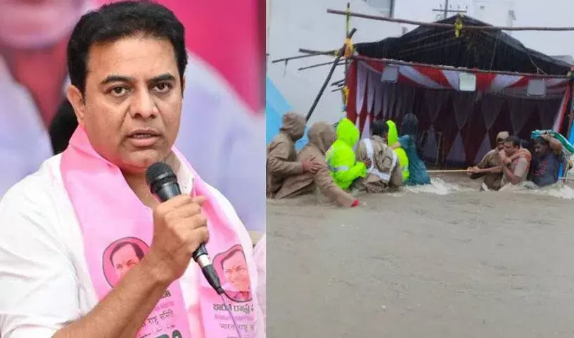 Telangana : केटीआर ने बचाव उपायों में लापरवाही के लिए कांग्रेस पर निशाना साधा