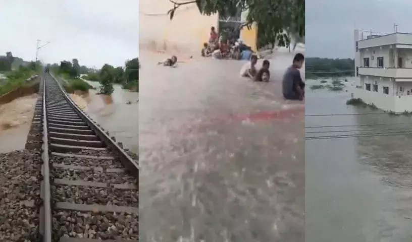 कामारेड्डी जलमग्न NH-44 बंद, ट्रेनें स्थगित, सामान्य जनजीवन अस्त-व्यस्त