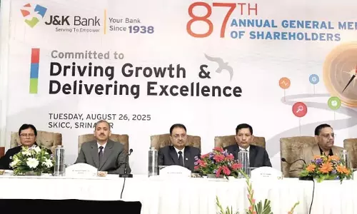 जेएंडके बैंक की 87वीं AGM, 215% लाभांश का ऐलान जेएंडके बैंक की 87वीं AGM, 215% लाभांश का ऐलान