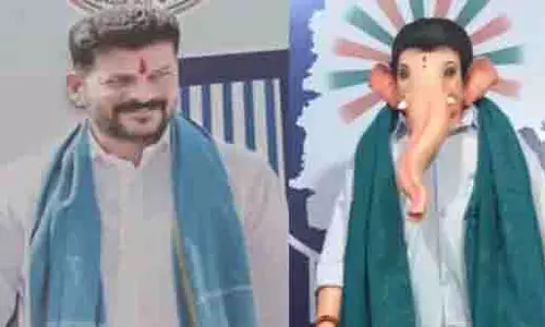 हैदराबाद में CM लुक वाली गणेश प्रतिमा, पंडाल में उमड़ी भीड़