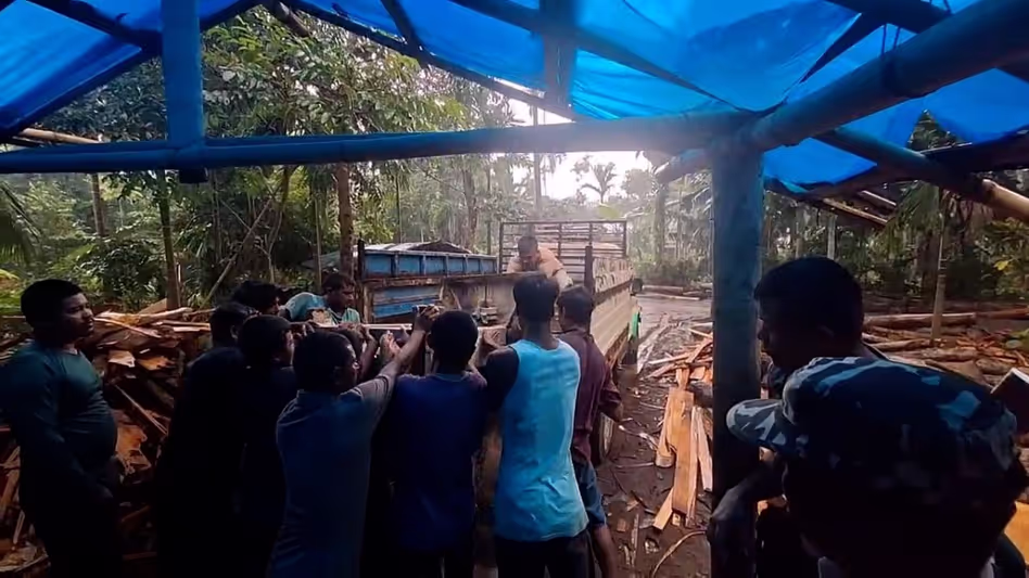 Assam वन अधिकारियों ने असम-मेघालय सीमा पर अवैध आरा मिल का भंडाफोड़ किया Assam वन अधिकारियों ने असम-मेघालय सीमा पर अवैध आरा मिल का भंडाफोड़ किया