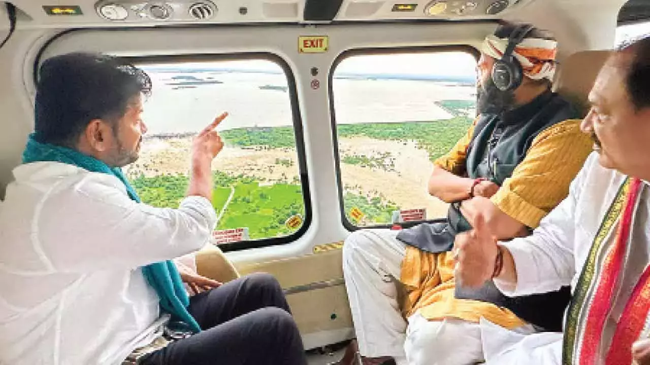 Telangana: रेवंत ने प्रभावित क्षेत्रों का हवाई सर्वेक्षण किया