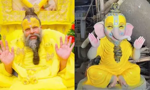 MP के कलाकार ने प्रेमानंद महाराज से प्रेरित होकर बनाई गणेश प्रतिमा